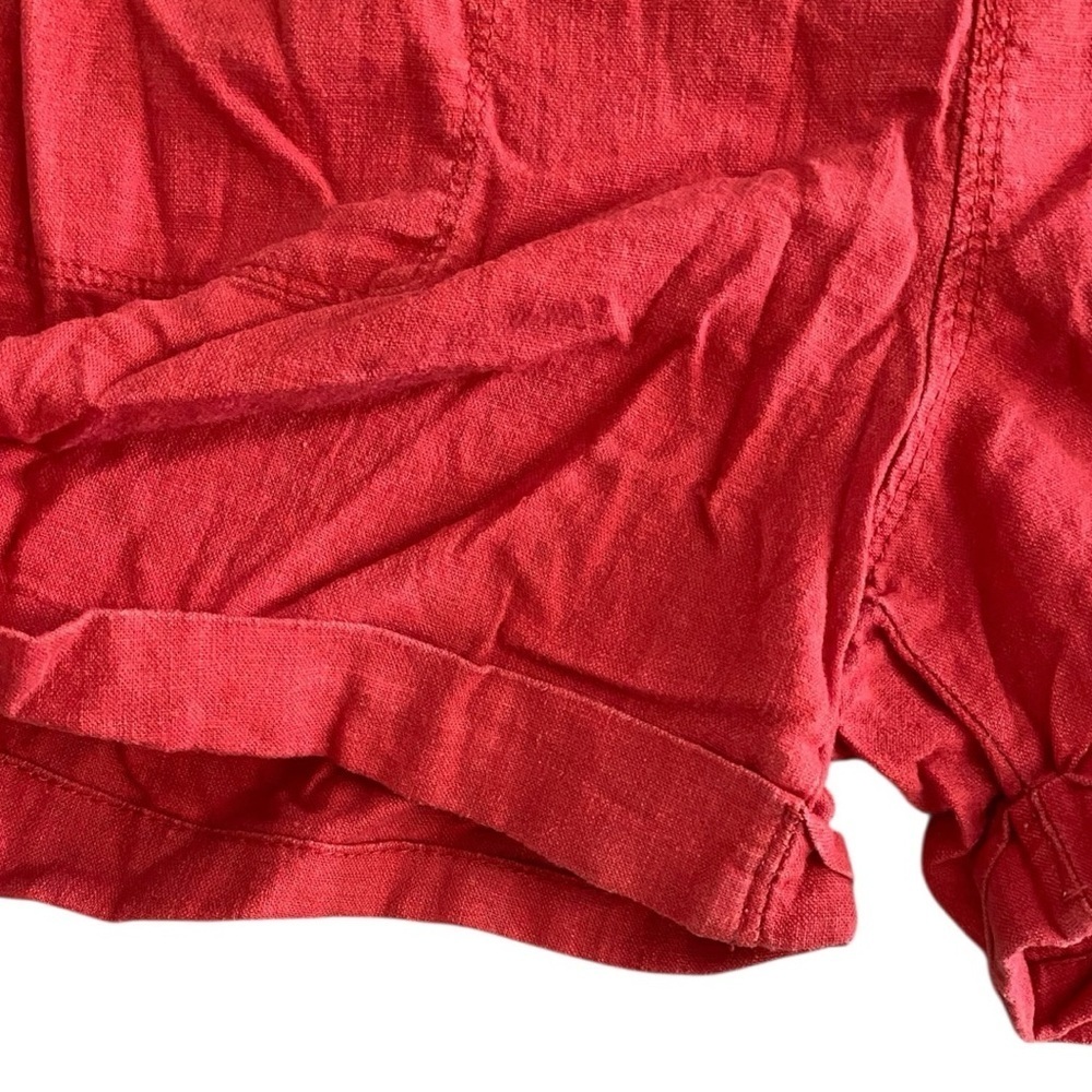 SANCTUARY Womens High Waist Linen Rayon Elastic Red Shorts Size L Pink pull-on - Picture 3 of 8